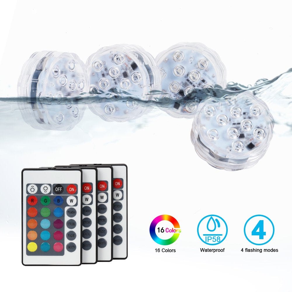 4PCS Submersible LED Lights Remote Control 16 Colors for Aquarium Pool Pond Animals & Pet Supplies > Pet Supplies > Fish Supplies > Aquarium Lighting Nandae   