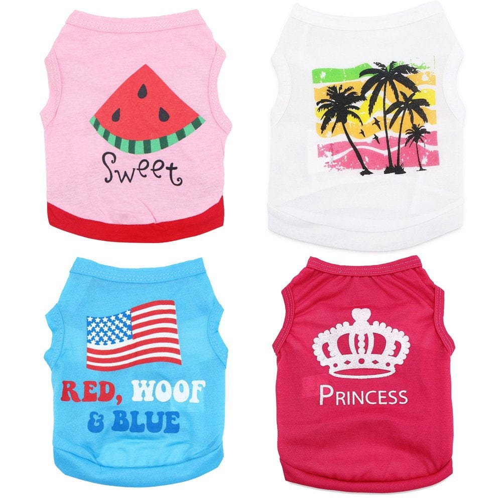 4Th of July Pet Shirt Girl Puppy Clothes Princess Dog T Shirt Cute Breathable Watermelon Dogs Tshirt Summer Vest Cat Apparel Animals & Pet Supplies > Pet Supplies > Cat Supplies > Cat Apparel Bq Large (8.8-13.2lb)  