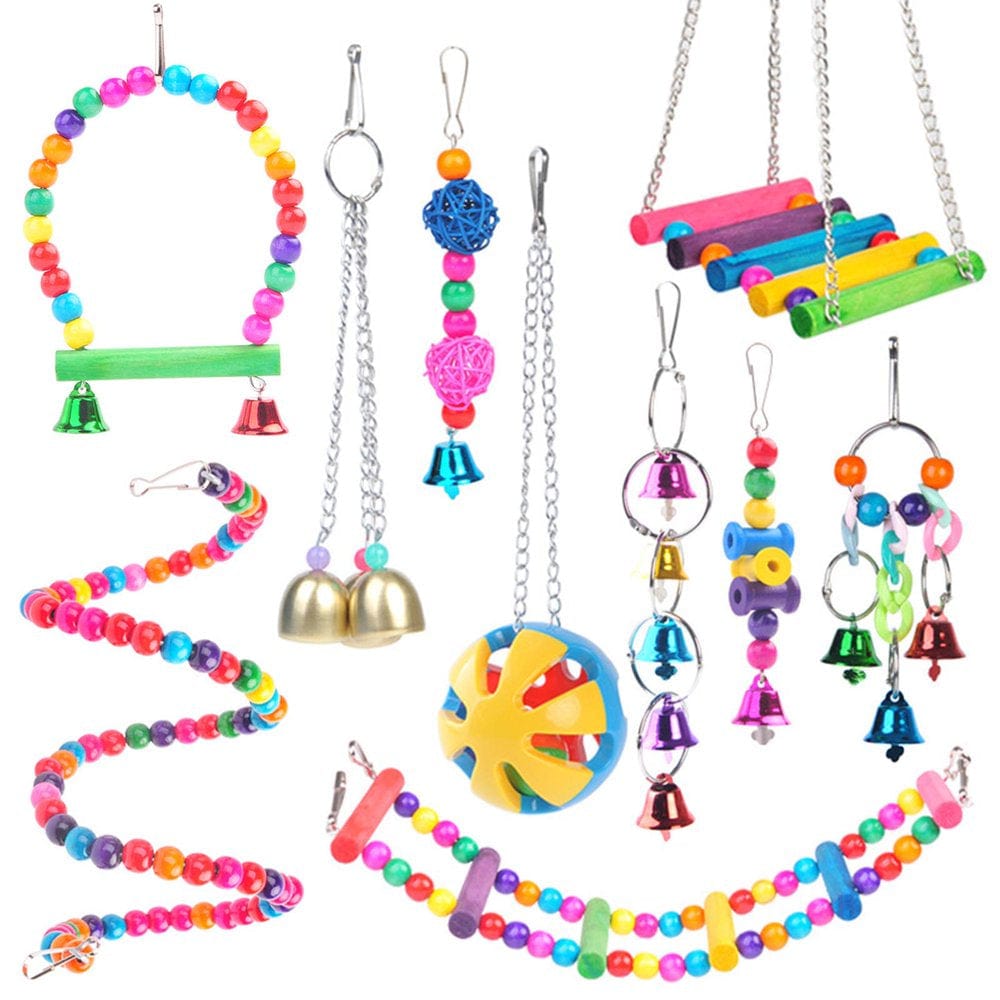 5/6/10 Pieces Bird Toys Parrot Colorful Ladder Swing Hammock Perch Safe Chew Toy Animals & Pet Supplies > Pet Supplies > Bird Supplies > Bird Ladders & Perches Bydezcon D  