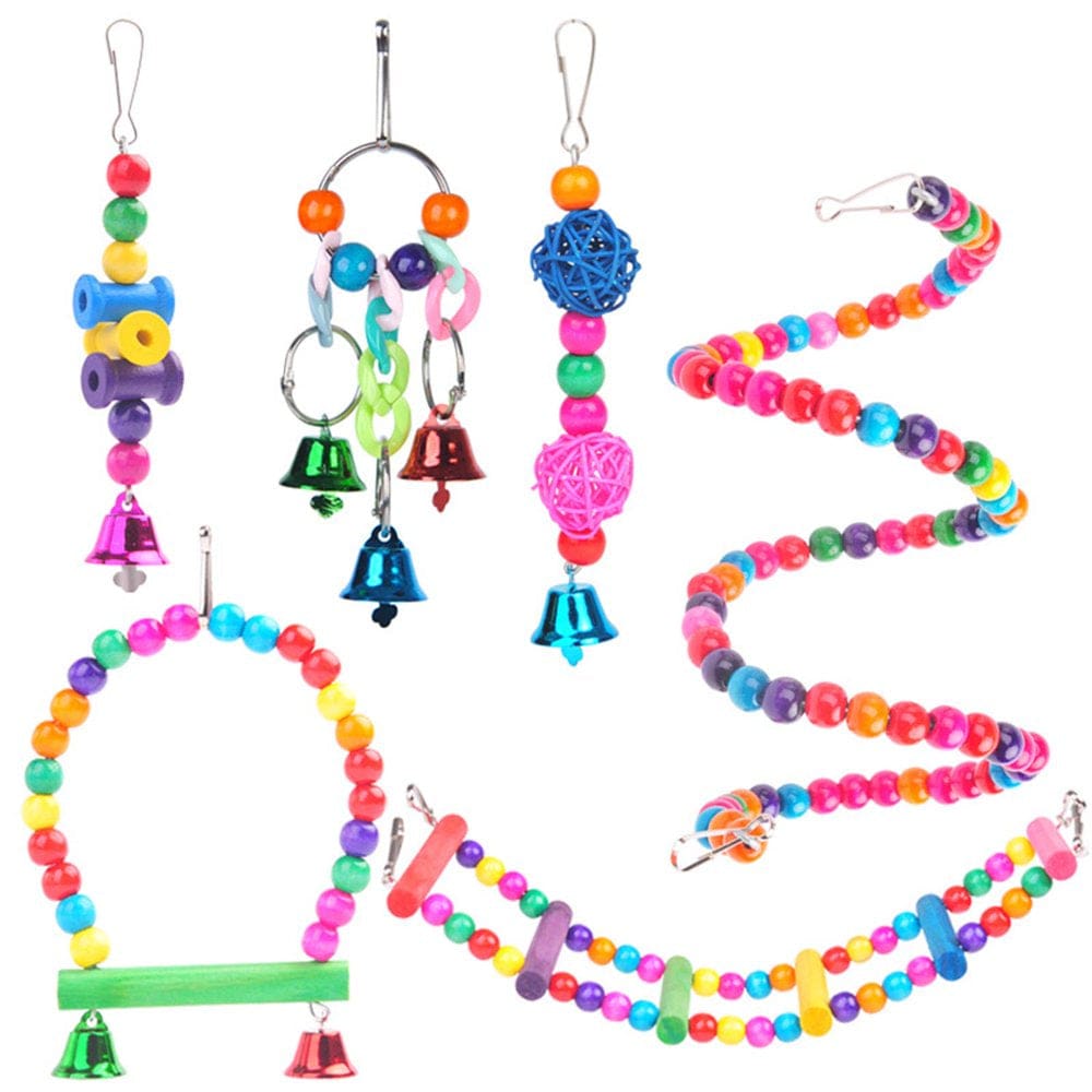 5/6/10 Pieces Bird Toys Parrot Colorful Ladder Swing Hammock Perch Safe Chew Toy