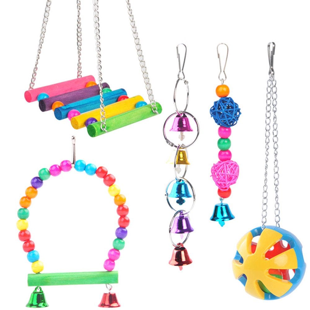 5/6/10 Pieces Bird Toys Parrot Colorful Ladder Swing Hammock Perch Safe Chew Toy Animals & Pet Supplies > Pet Supplies > Bird Supplies > Bird Ladders & Perches Bydezcon A  