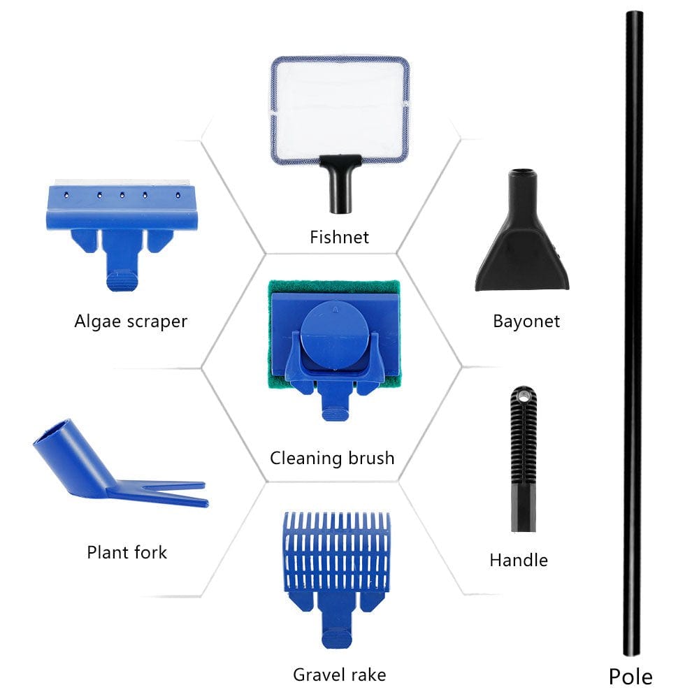 5 in 1 Fish Tank Aquarium Cleaning Tool Glass Brush Plant Fork Algae Scraper Fishnet Cleaner Kit Animals & Pet Supplies > Pet Supplies > Fish Supplies > Aquarium Fish Nets BOBASH   