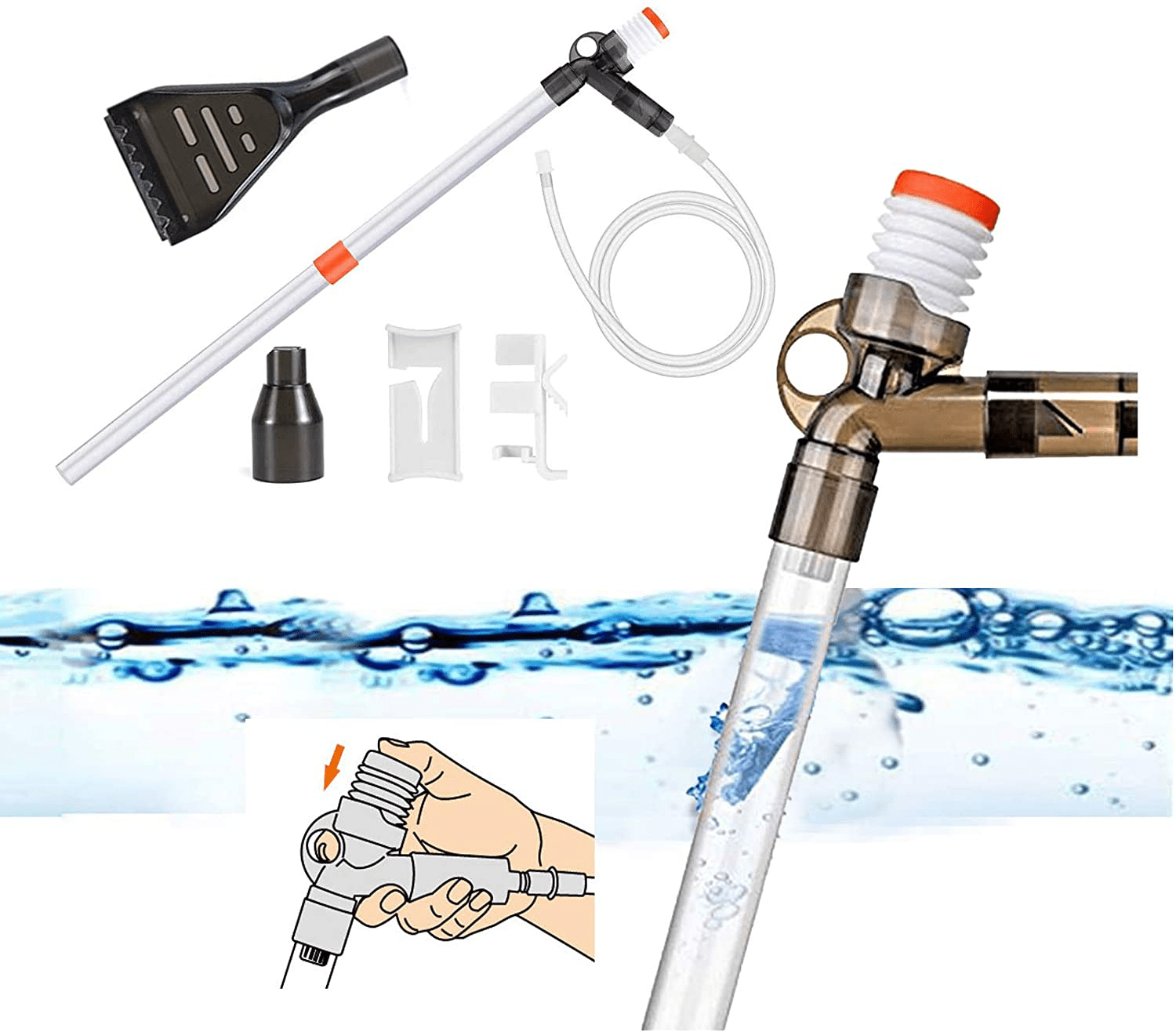 5 In1 Aquarium Gravel Cleaner Water Changer Glass Scraper Fish Tank Sand Wash Pump Kit with Air-Pressing Button and Adjustable Water Flow Controller Clamp for Fish Tank Gravel-Cleaning Animals & Pet Supplies > Pet Supplies > Fish Supplies > Aquarium Cleaning Supplies JackSuper   