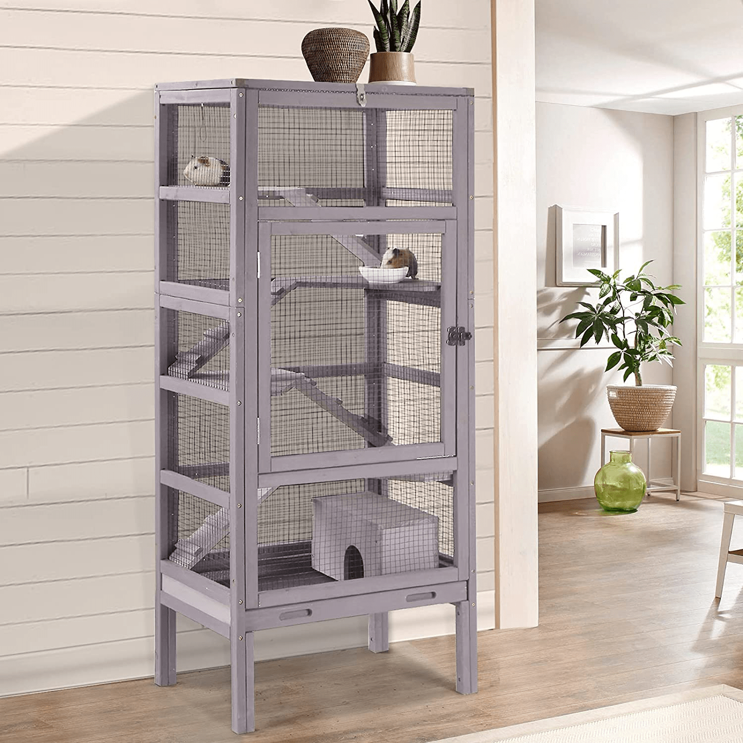 5 Level Critter Cage with Feeder, Small Animal Hamster Cage Hutch for Ferret Bunny Indoor Outdoor Animals & Pet Supplies > Pet Supplies > Small Animal Supplies > Small Animal Habitats & Cages GUTINNEEN   