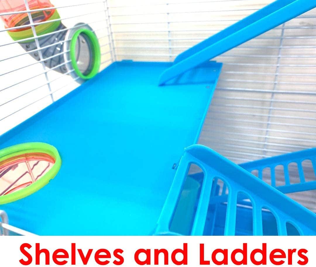 5-Multi Levels LARGE Hamster Cage Small Animal Gerbil Mouse Habitats Rat Home with Complete Set of Running Wheel, Water Bottle, Food Dishes & Interior Platforms and Ladder Animals & Pet Supplies > Pet Supplies > Small Animal Supplies > Small Animal Habitats & Cages Mcage   