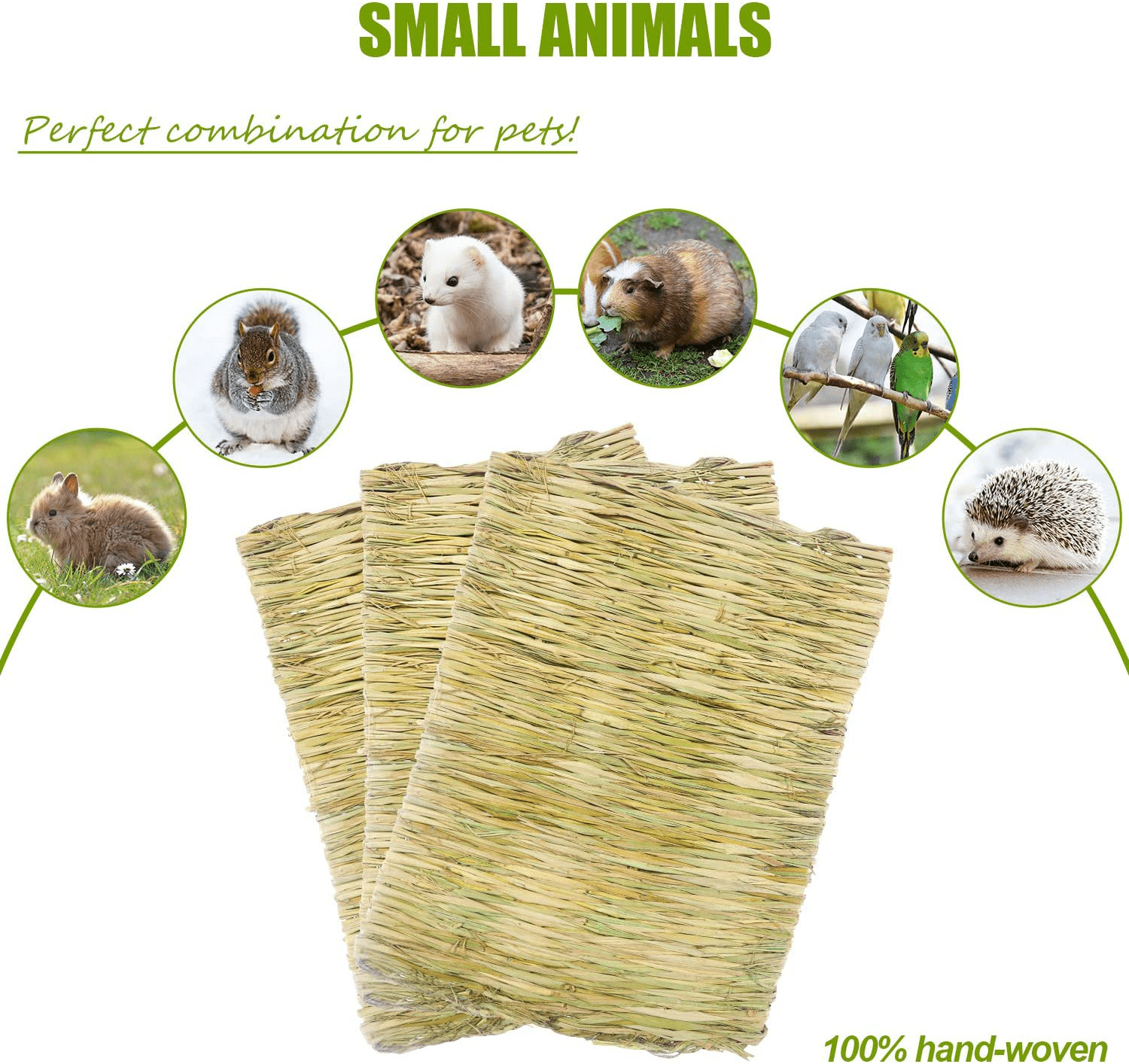 5 Pack Grass Mat Woven Bed Mat, Small Animal Natural Straw Bedding Nest Mat Chew Toys Bed Play Toy for Guinea Pig Parrot Rabbit Bunny Hamster Rat Animals & Pet Supplies > Pet Supplies > Small Animal Supplies > Small Animal Bedding Bac-kitchen   