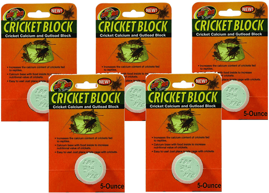 (5 Pack) Zoo Med Cricket Blocks Featuring Gutload and Calcium, 5-Ounce Each Animals & Pet Supplies > Pet Supplies > Reptile & Amphibian Supplies > Reptile & Amphibian Food Zoo Med   
