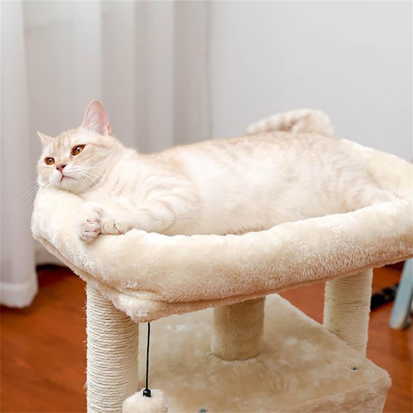 Pefilos Cat Tree Cat Houses for Outdoor Cats Cat Condo for Large Cats with Sisal Scratching Posts, Cat Nest for Indoor Cats Plush Perch, Cat Tower Furniture Cat Bed, Beige Animals & Pet Supplies > Pet Supplies > Cat Supplies > Cat Furniture Pefilos   