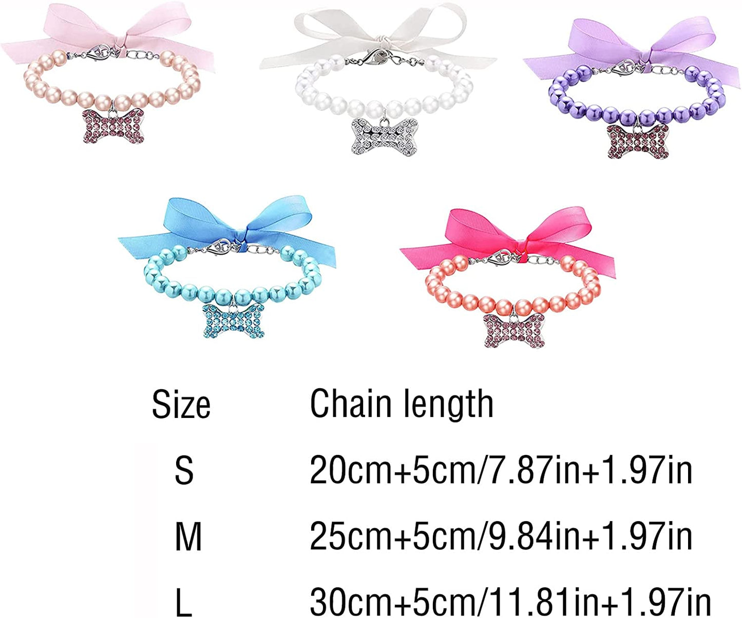 Pet Pearl Collar for Small Pet Cat Dogs Collar Dog Bone Adjustable Pendant Jewelry Cat Breakaway Collar Bow Tie (Purple, L) Animals & Pet Supplies > Pet Supplies > Dog Supplies > Dog Apparel SANG   