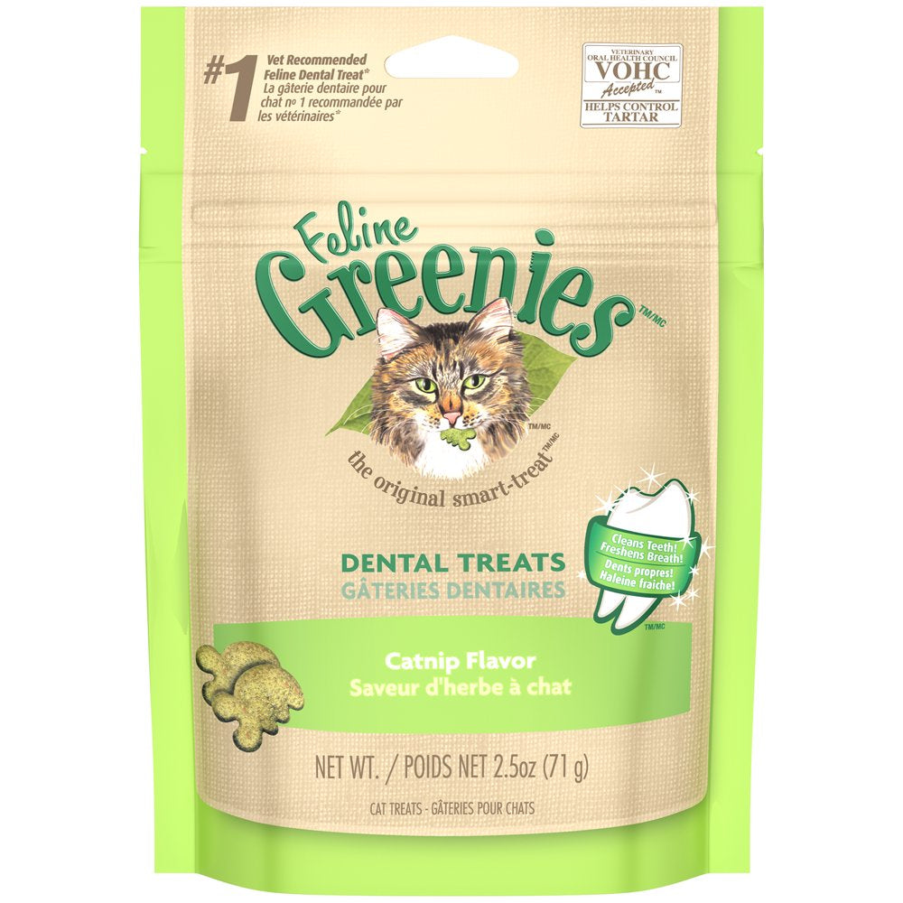 FELINE GREENIES Adult Natural Dental Care Cat Treats, Catnip Flavor, 9.75 Oz. Tub Animals & Pet Supplies > Pet Supplies > Cat Supplies > Cat Treats Mars Petcare 2.5 oz  