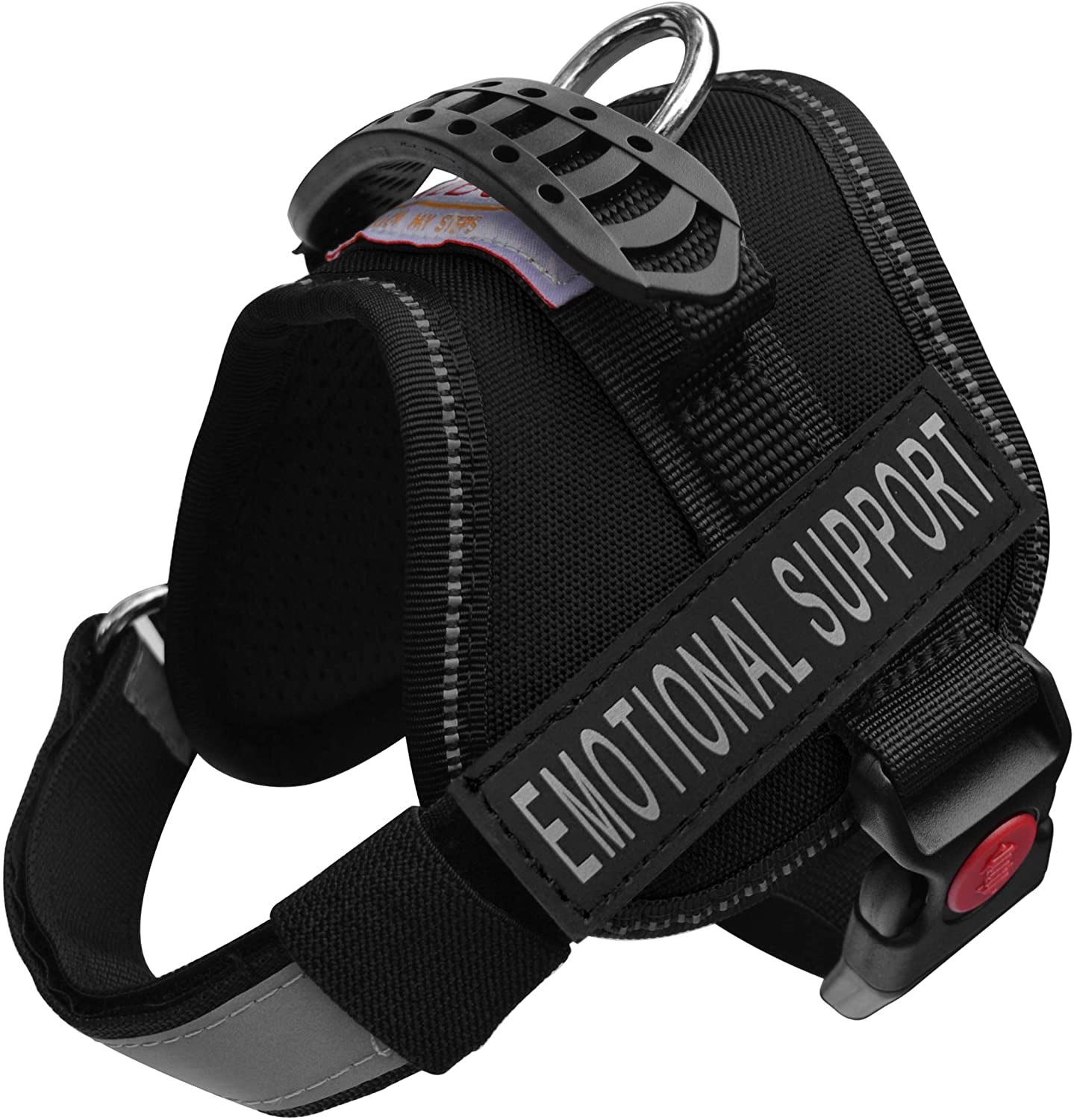 ALBCORP Emotional Support Dog Vest - Reflective Harness with Adjustable Straps and 2 Hook and Loop Removable Patches, Woven Polyester & Nylon, Comfy Mesh Padding, Sturdy Handle. Small, Red Animals & Pet Supplies > Pet Supplies > Dog Supplies > Dog Apparel ALBCORP Black XXS 15"-18" Girth 