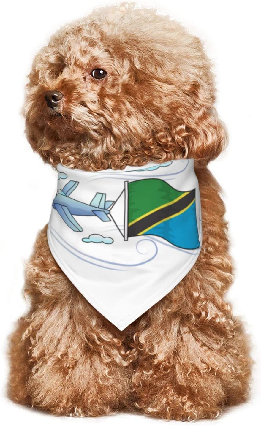 Airplane with Flag of Tanzania Pet Dog and Cat Decorative Triangle Scarf,Dog Bandana,Breathable and Stain Resistant. Animals & Pet Supplies > Pet Supplies > Dog Supplies > Dog Apparel ZALTAS   