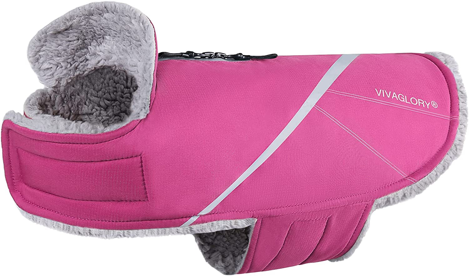 VIVAGLORY Fleece Vest Dog Cold Weather Sweater, Dog Vest Fleece Jacket with Two-Way Zipper Opening, Reflective Coats Pet Jacket for Medium Large Dogs, Turquoise, L Animals & Pet Supplies > Pet Supplies > Dog Supplies > Dog Apparel VIVAGLORY Fuchsia L(Chest: 26-30'') 