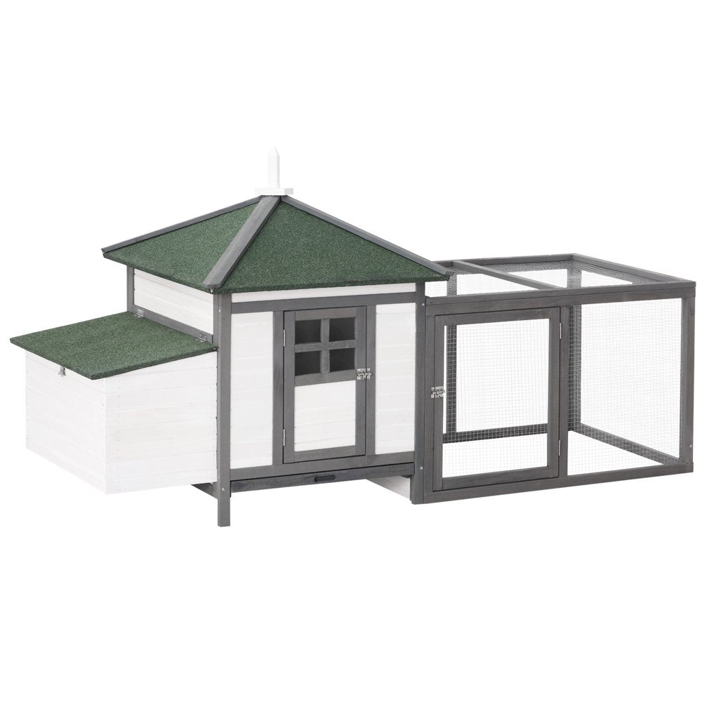 Pawhut 77'' Chicken Coop Small Animal Wooden Cage Habitat Backyard W/Nestbox Animals & Pet Supplies > Pet Supplies > Small Animal Supplies > Small Animal Habitats & Cages Aosom LLC Gray  