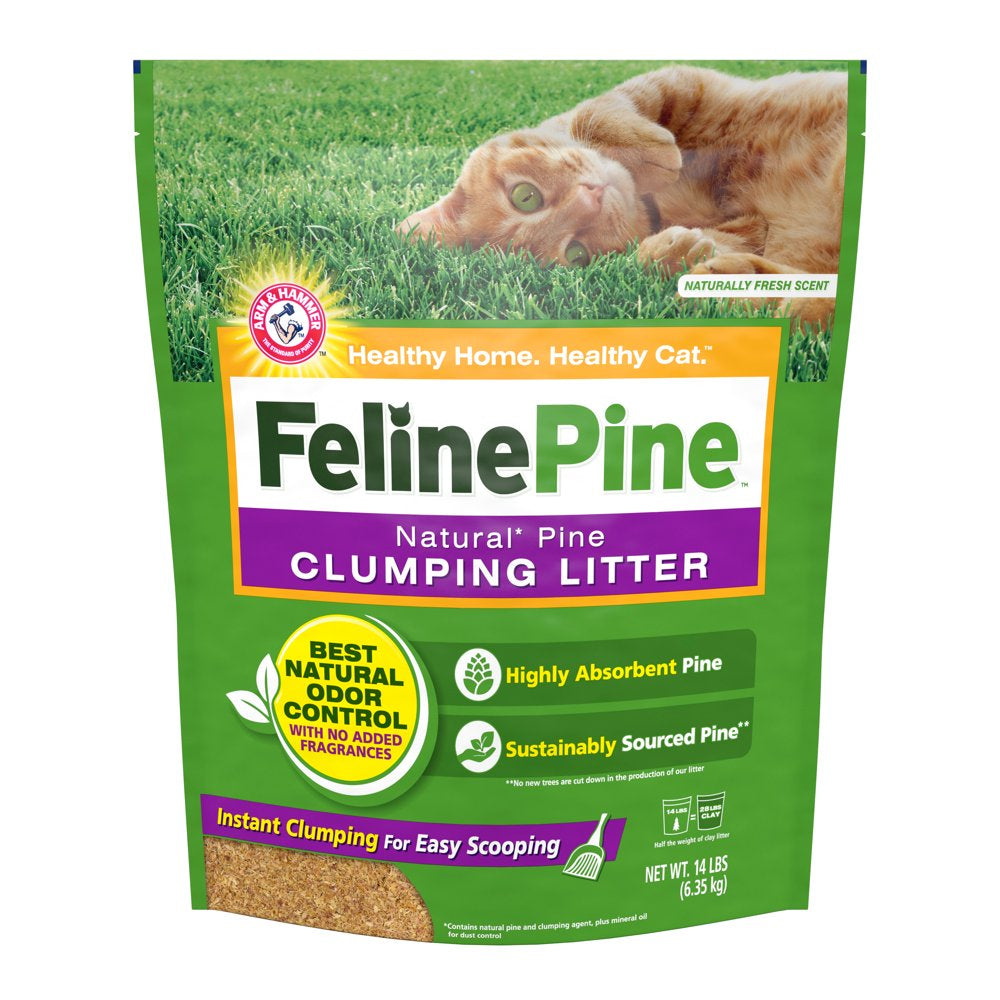 Feline Pine Cat Litter, Natural Pine Clumping Litter, 8Lb Animals & Pet Supplies > Pet Supplies > Cat Supplies > Cat Litter Church & Dwight Co., Inc. 14 lbs  