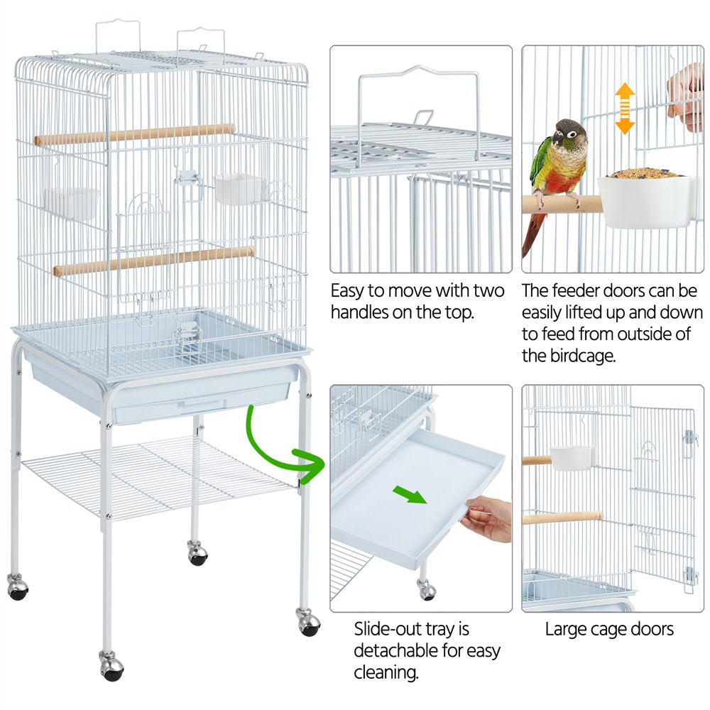 Topeakmart 53.5-Inch Open Top Metal Bird Cage with Detachable Rolling Stand, White Animals & Pet Supplies > Pet Supplies > Bird Supplies > Bird Cages & Stands Topeakmart   