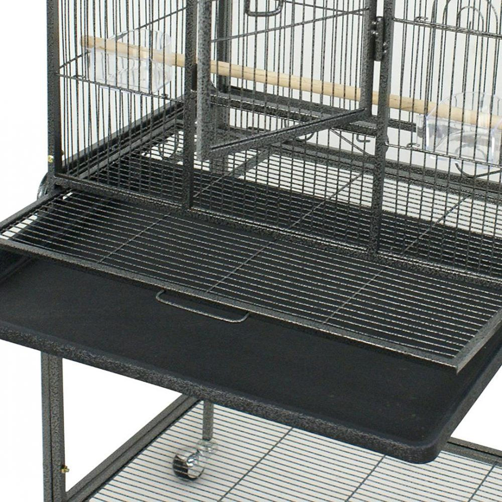 FINE MAKER 53" Bird Cage with Stand Large Rolling Bird Cage with 2 Perches 4 Feeders and Extra Storage Shelf Wrought Iron Frame Birdcage Animals & Pet Supplies > Pet Supplies > Bird Supplies > Bird Cages & Stands FINE MAKER   