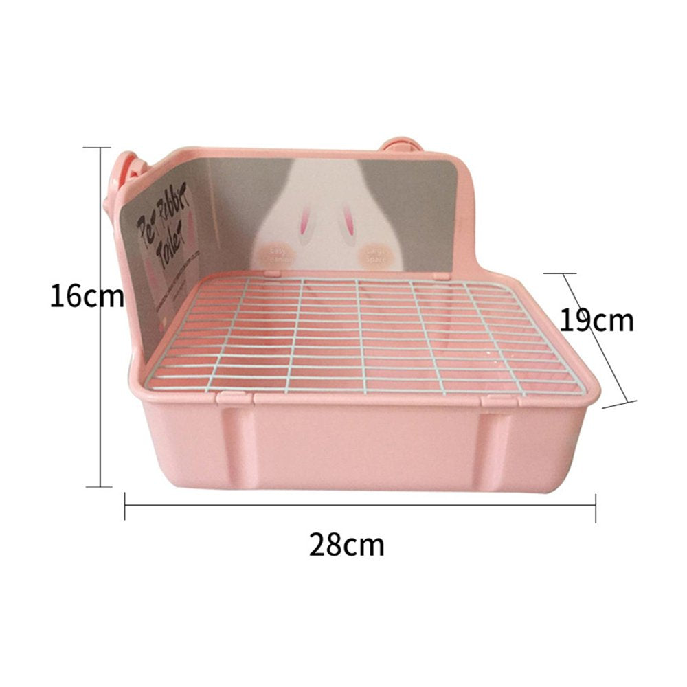 Rabbit Litter Box, Potty Trainer Corner Tray Bedding Cage Stable Portable Cleaning Toilet Chinchilla Small Animal Squirrel Hamster , Pink