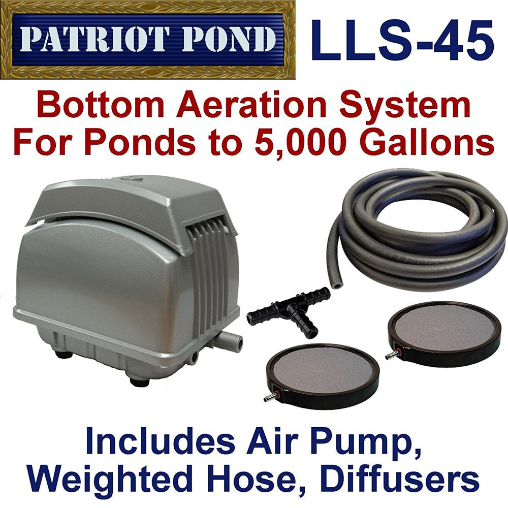 Patriot Bottom Aeration System LLS-20 , for Ponds to 2,000 Gallons, and Pond Depths to 12 Feet Animals & Pet Supplies > Pet Supplies > Fish Supplies > Aquarium & Pond Tubing Anjon Manufacturing Plastic 1.59 CFM Aeration Pump 