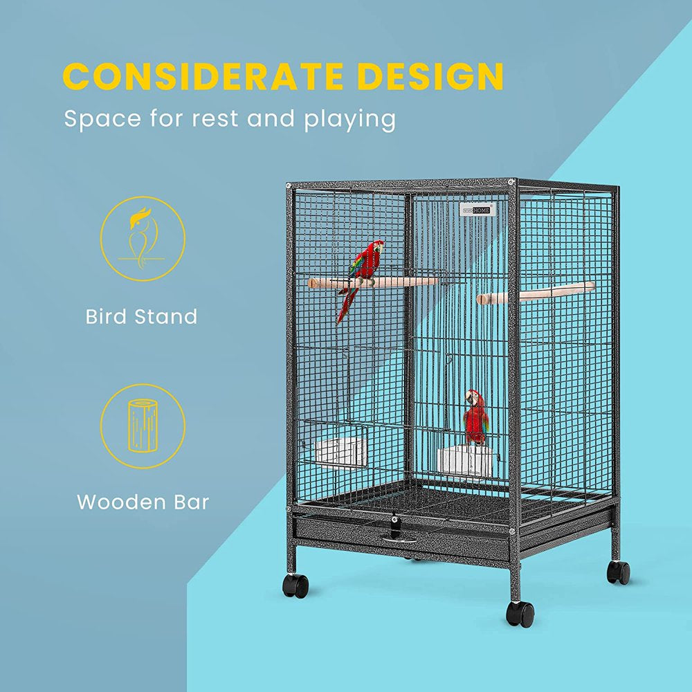 Khorne30 Inch Height Wrought Iron Bird Cage with Rolling Stand for Parrots Conure Lovebird Cockatiel Animals & Pet Supplies > Pet Supplies > Bird Supplies > Bird Cages & Stands Khorne-1   