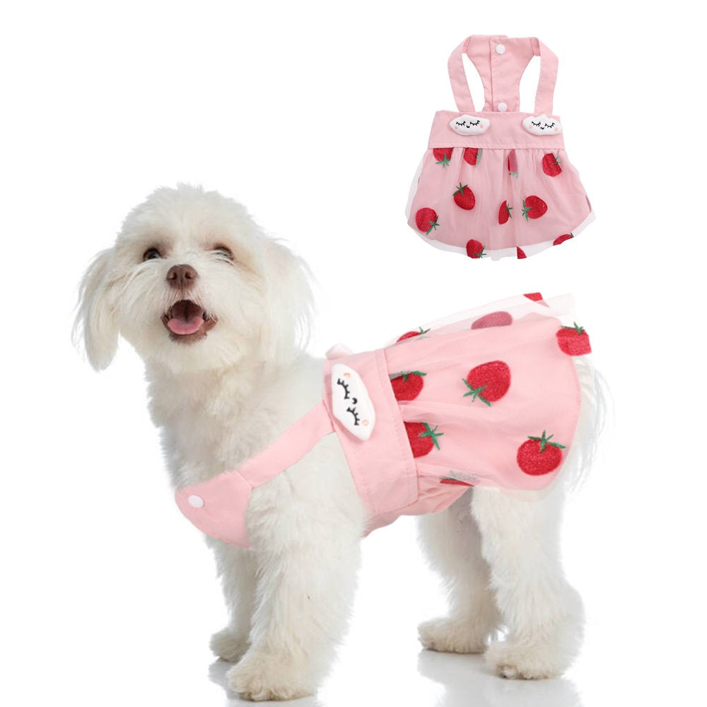 IDOMIK Dog Dress Puppy Lace Wedding Dress Cat Princess Flower Skirt Pet Shirt Strawberry Dress Kittens Vest Outfits Clothes Apparel for Small Medium Dogs Cats Weddings Holidays Travelling Animals & Pet Supplies > Pet Supplies > Cat Supplies > Cat Apparel IDOMIK S  