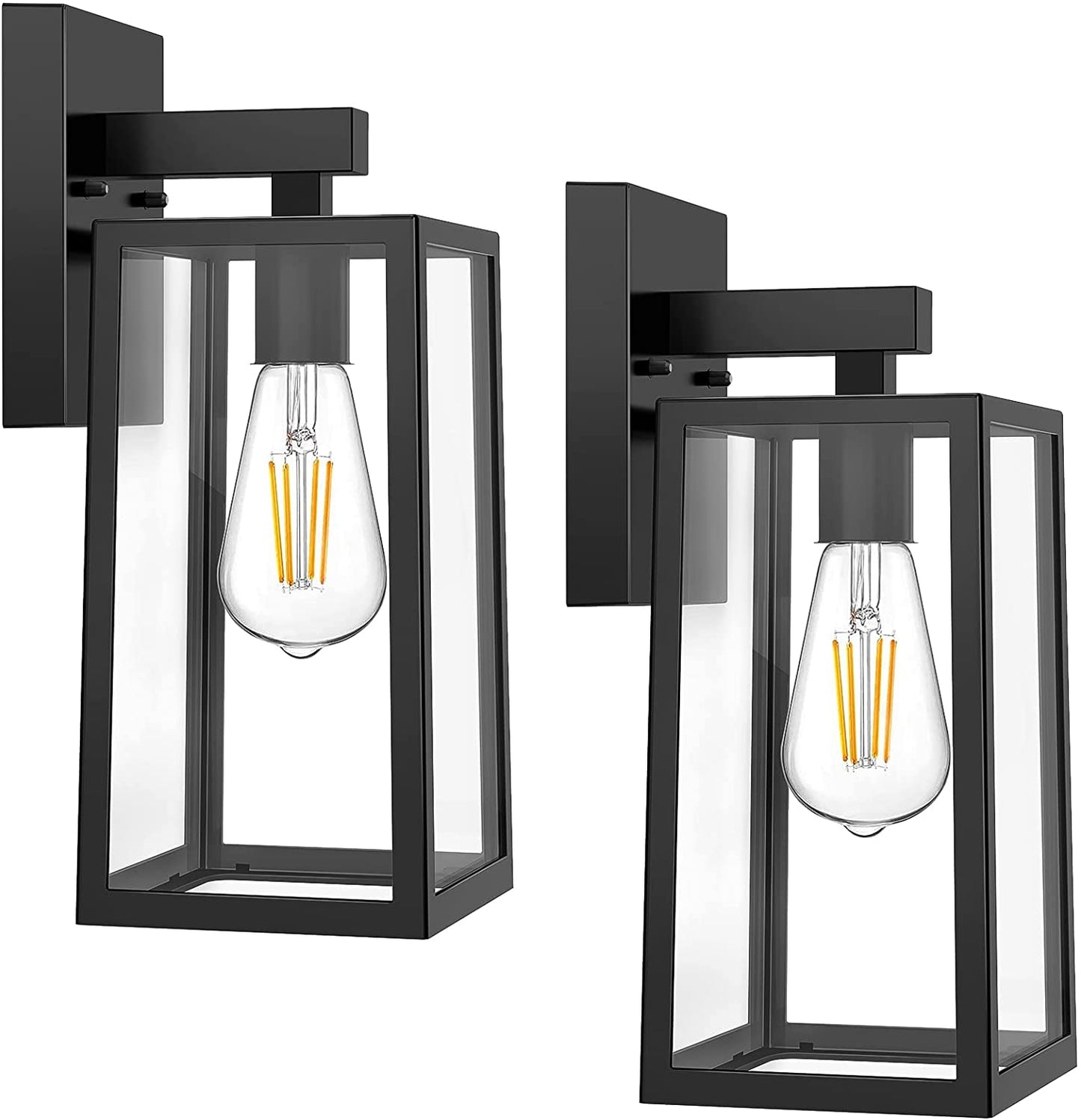 Maxvolador Outdoor Wall Sconce, Exterior Waterproof Wall Lantern Light Fixtures, Black Porch Lights with Toughened Glass Shade, Anti-Rust E26 Socket Front Door Wall Mount Lighting for Garage, 2 Pack Animals & Pet Supplies > Pet Supplies > Dog Supplies > Dog Apparel MAXvolador Black  