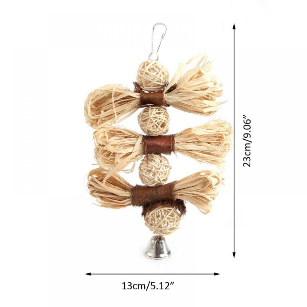 Bird Chewing Toys, Cuttlebone Woven Grass Woven Raw Wood Chew Calcium Supplement Hanging Toys Parrot Beak Grinding Stone with Bell Suitable for Small Birds Animals & Pet Supplies > Pet Supplies > Bird Supplies > Bird Toys Summark   