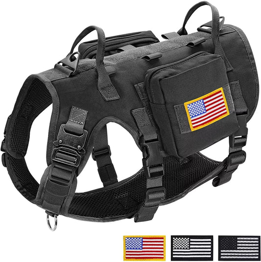 Forestpaw Tactical Dog Vest Harness,No Pulling Front Leash Clip,Adjustable Service Dog Vest with Backpack Heavy Duty for Medium Large Dogs,Black M Animals & Pet Supplies > Pet Supplies > Dog Supplies > Dog Apparel HCBZ Black M:Chest 19.5-41.5",Neck 19.5-35.5" 