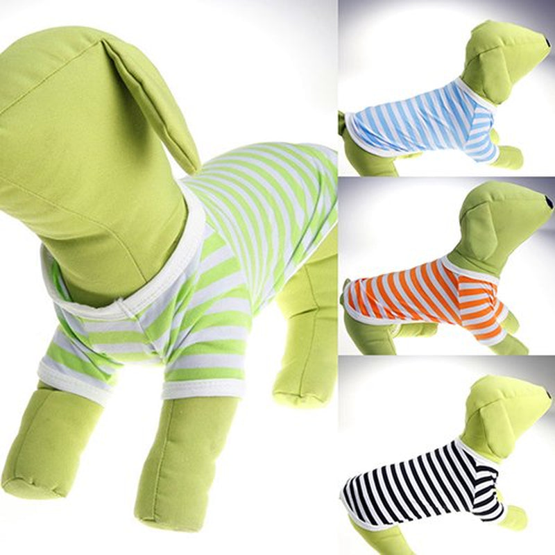 D-GROEE Dog Shirts Pet Clothes Striped Clothing, Puppy Vest T-Shirts for Cat Apparel, Doggy Breathable Cotton Shirts for Small Medium Large Dogs Kitten Boy and Girl