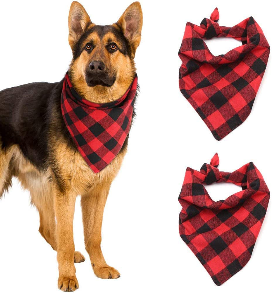 Pet Dog Bandanas - 2Pcs Classic Triangle Plaid Dog Scarf Bow Tiess, Washable Kerchief Set for Small Medium Dogs Cats Pets Animals & Pet Supplies > Pet Supplies > Dog Supplies > Dog Apparel AWASBO   