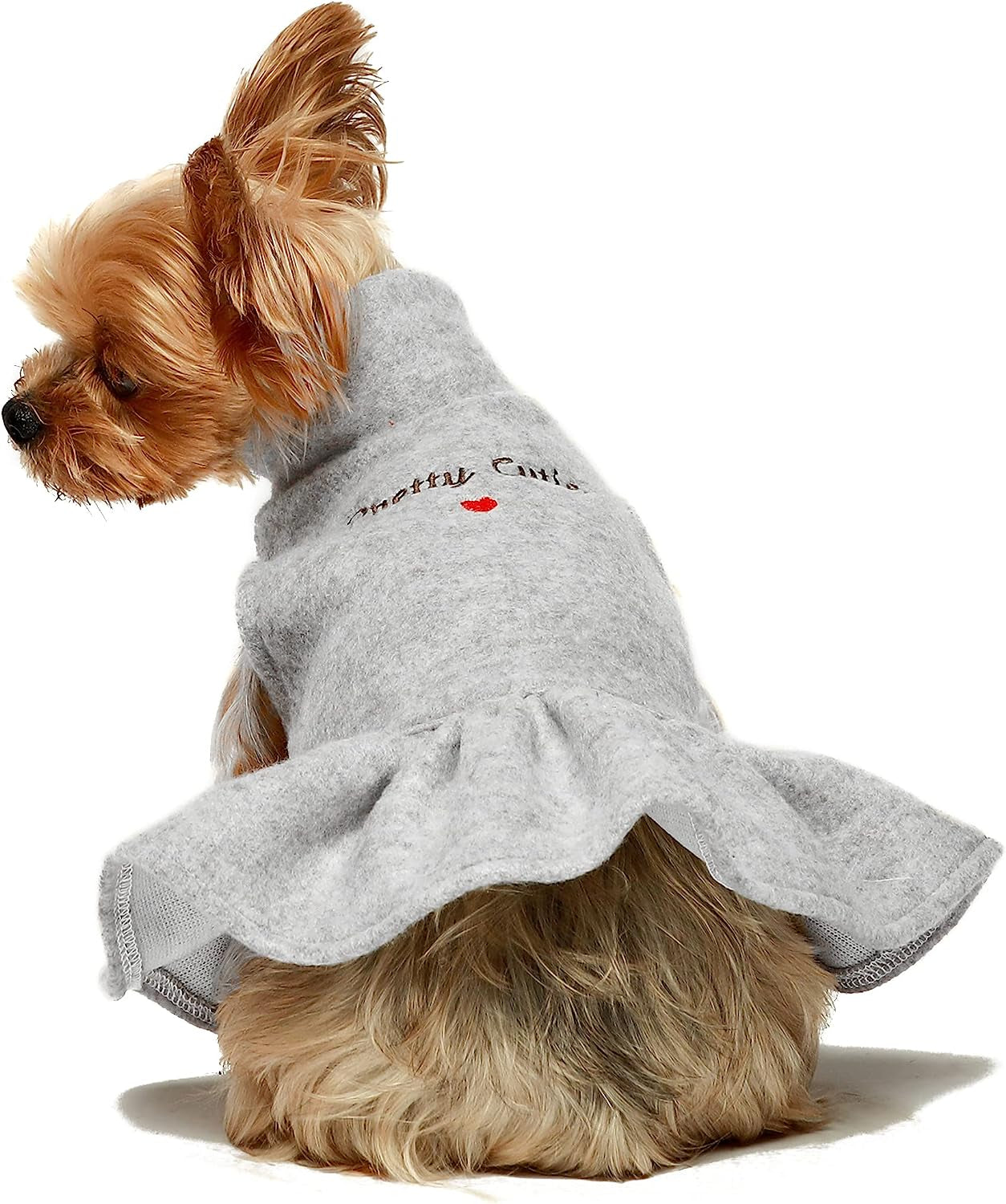 Fitwarm Embroidery Pretty Cutie Thermal Dog Clothes for Dog Dresses Doggie Sweaters Pet Winter Coat Cat Sweatshirts Puppy Outfits Grey Large Animals & Pet Supplies > Pet Supplies > Dog Supplies > Dog Apparel Fitwarm   