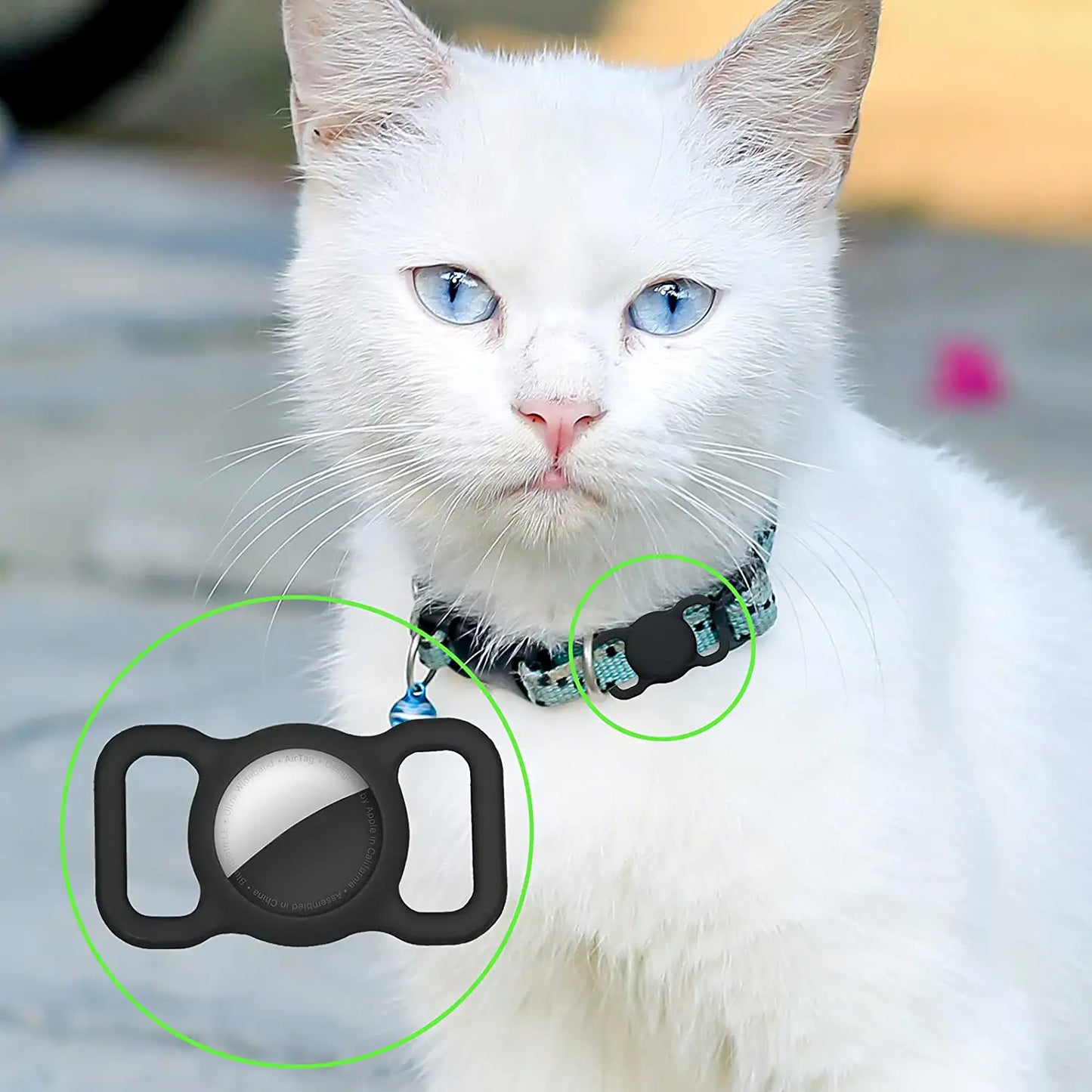 Airtag Holder Compatible Apple Air Tag,2 Pack Silicone Case for Pet Dog Cat Collar and Kid’S School Bag Backpack Black&Orange Electronics > GPS Accessories > GPS Cases JEANUE   