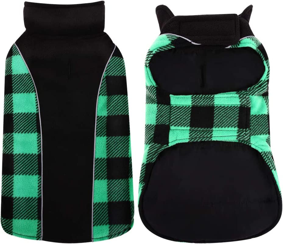 Kuoser Reversible Dog Coat, Warm Waterproof Dog Jacket, British Style Plaid Dog Winter Coats, Puppy Cold Weather Vest Windproof Outdoor Clothes Dog Snow Jackets for Small Medium Large Dogs Animals & Pet Supplies > Pet Supplies > Dog Supplies > Dog Apparel Kuoser Green XXX-Large (Pack of 1) 