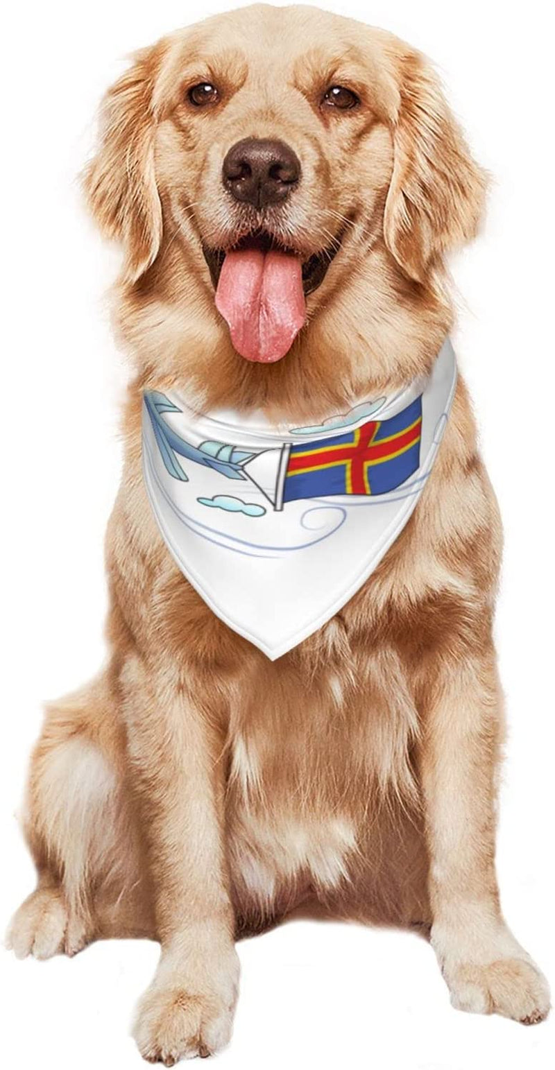 Airplane with Flag Alan Islands Pet Dog and Cat Decorative Triangle Scarf,Dog Bandana,Breathable and Stain Resistant. Animals & Pet Supplies > Pet Supplies > Dog Supplies > Dog Apparel ZALTAS   