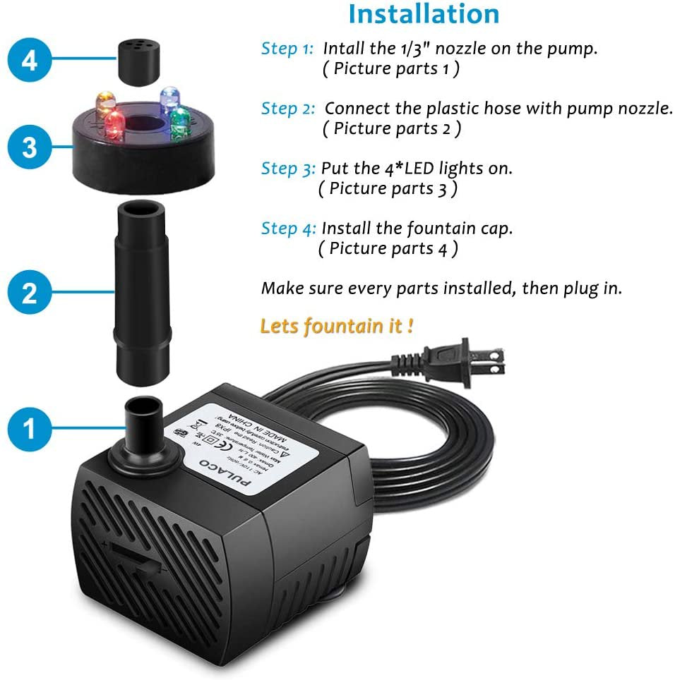 Fountain Pump With Led Lights