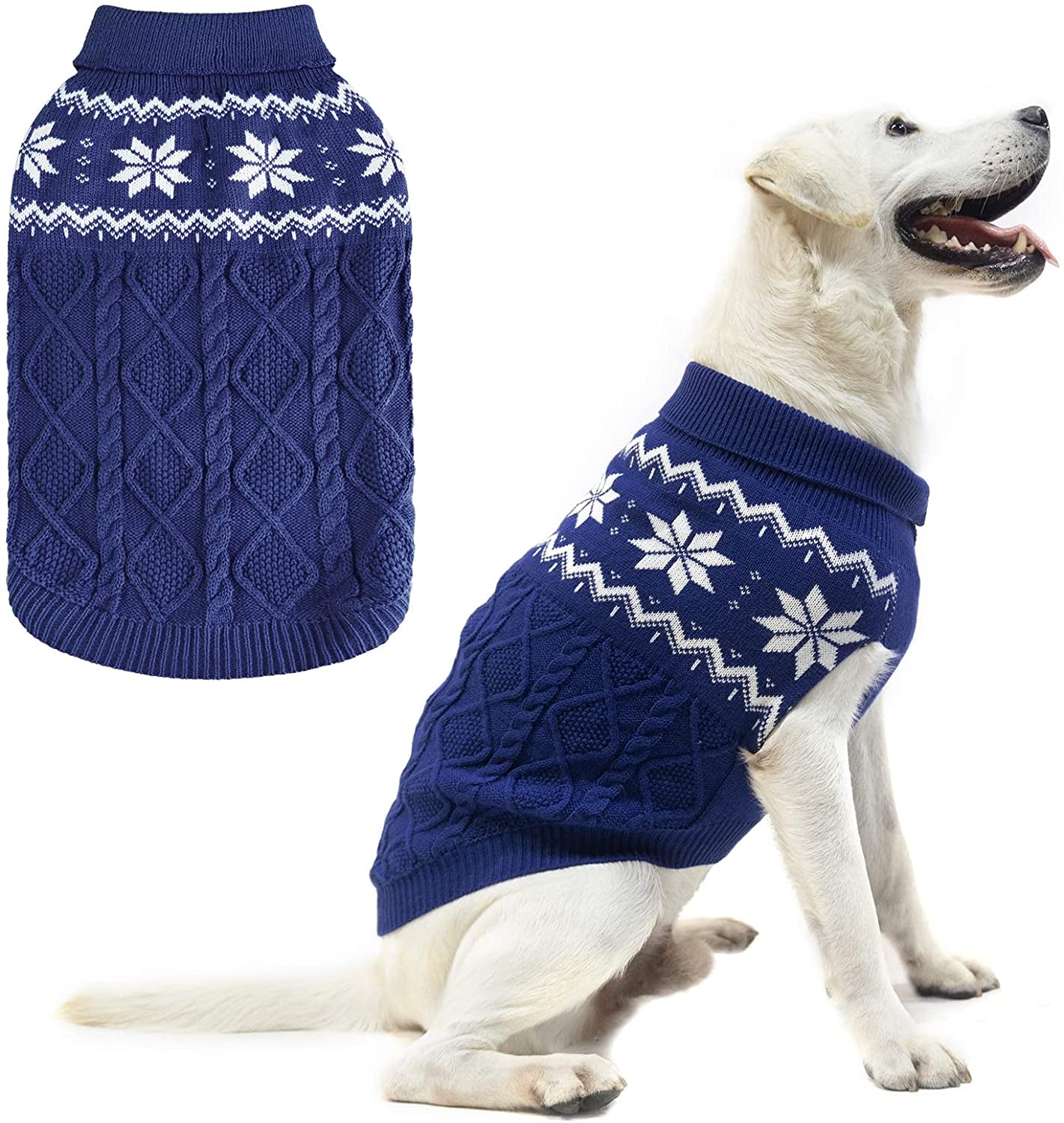 SCIROKKO Warm Winter Dog Sweater - Cold Weather Pet Clothes for Small Medium Large Dogs Indoor Outdoor, Soft Classic Knit Puppy Apparel Animals & Pet Supplies > Pet Supplies > Dog Supplies > Dog Apparel SCIROKKO Blue Medium 