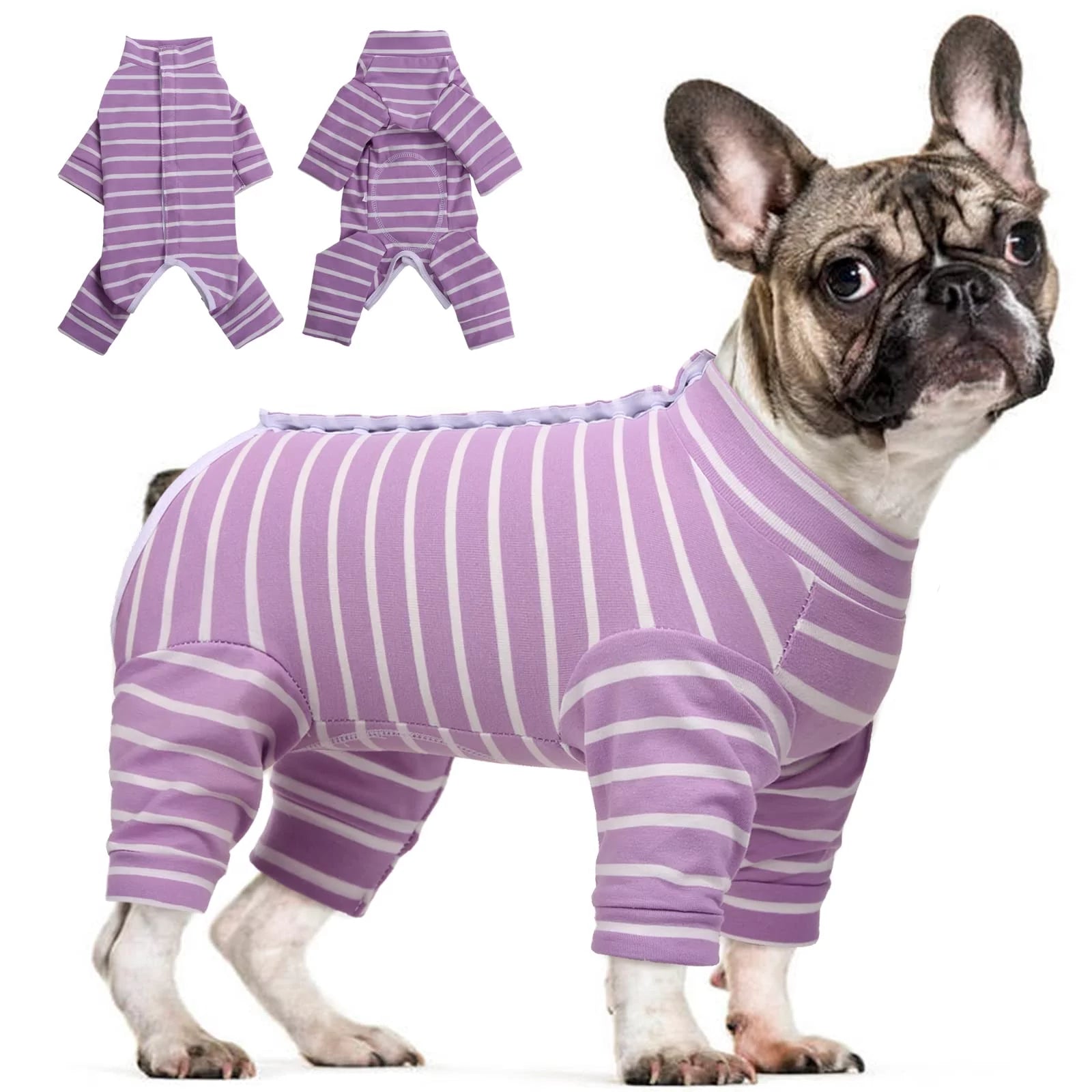 ROZKITCH Dog Onesie Recovery Suit, Puppy after Surgery Long Sleeve Shirt for Shedding Skin Disease Wound Protection, Pet Pajamas Anti-Licking Cone Alternative for Small Medium Cats Dogs Animals & Pet Supplies > Pet Supplies > Dog Supplies > Dog Apparel ROZKITCH S Purple 