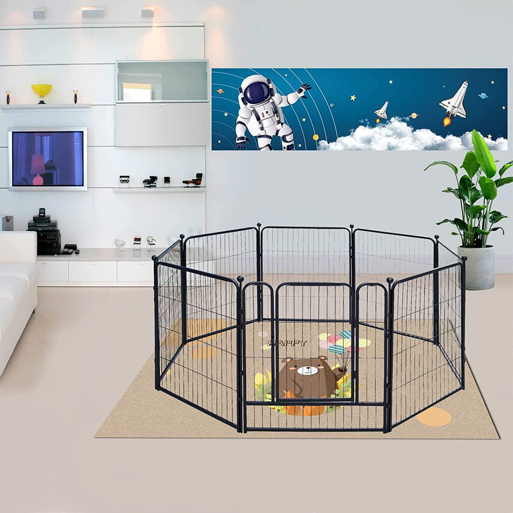 Dog Playpen,32 Inch Height in Heavy Duty,Folding Indoor Outdoor Dog Exercise Fence, Portable Pet Playpen with Door for Large Medium Dogs - Silver Gray Animals & Pet Supplies > Pet Supplies > Dog Supplies > Dog Kennels & Runs Generic   