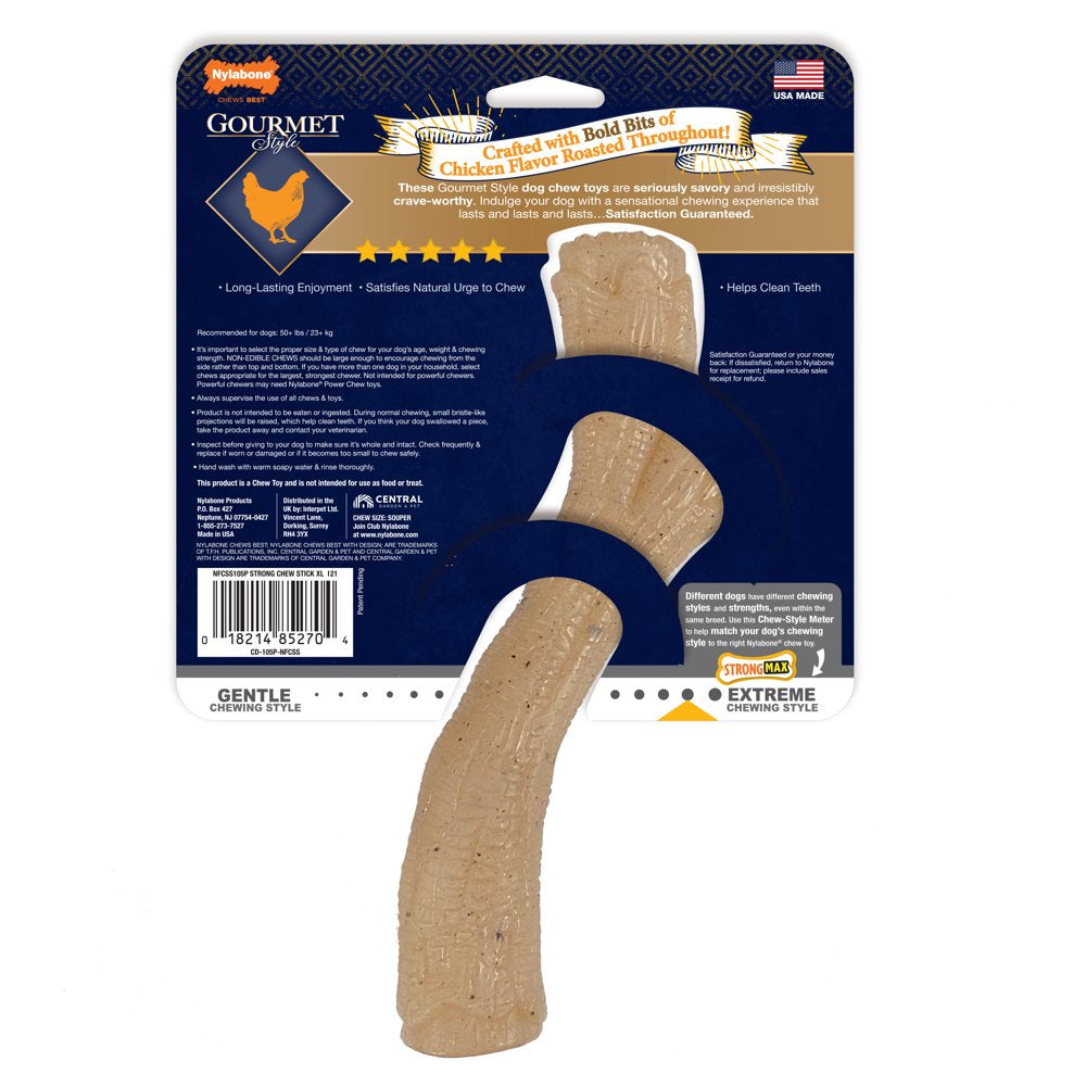 Nylabone Gourmet Style Dog Chew Toy Stick Chicken X-Large/Souper (1 Count) Animals & Pet Supplies > Pet Supplies > Dog Supplies > Dog Toys Central Garden and Pet   