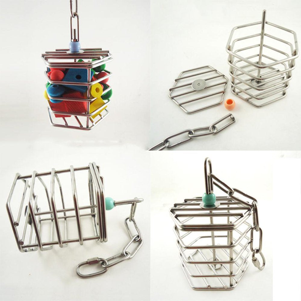 Intelligent Toy Bird Cage Steel Parrot Feeder Forage Stand Swing Hanger Animals & Pet Supplies > Pet Supplies > Bird Supplies > Bird Cages & Stands HOMYL   