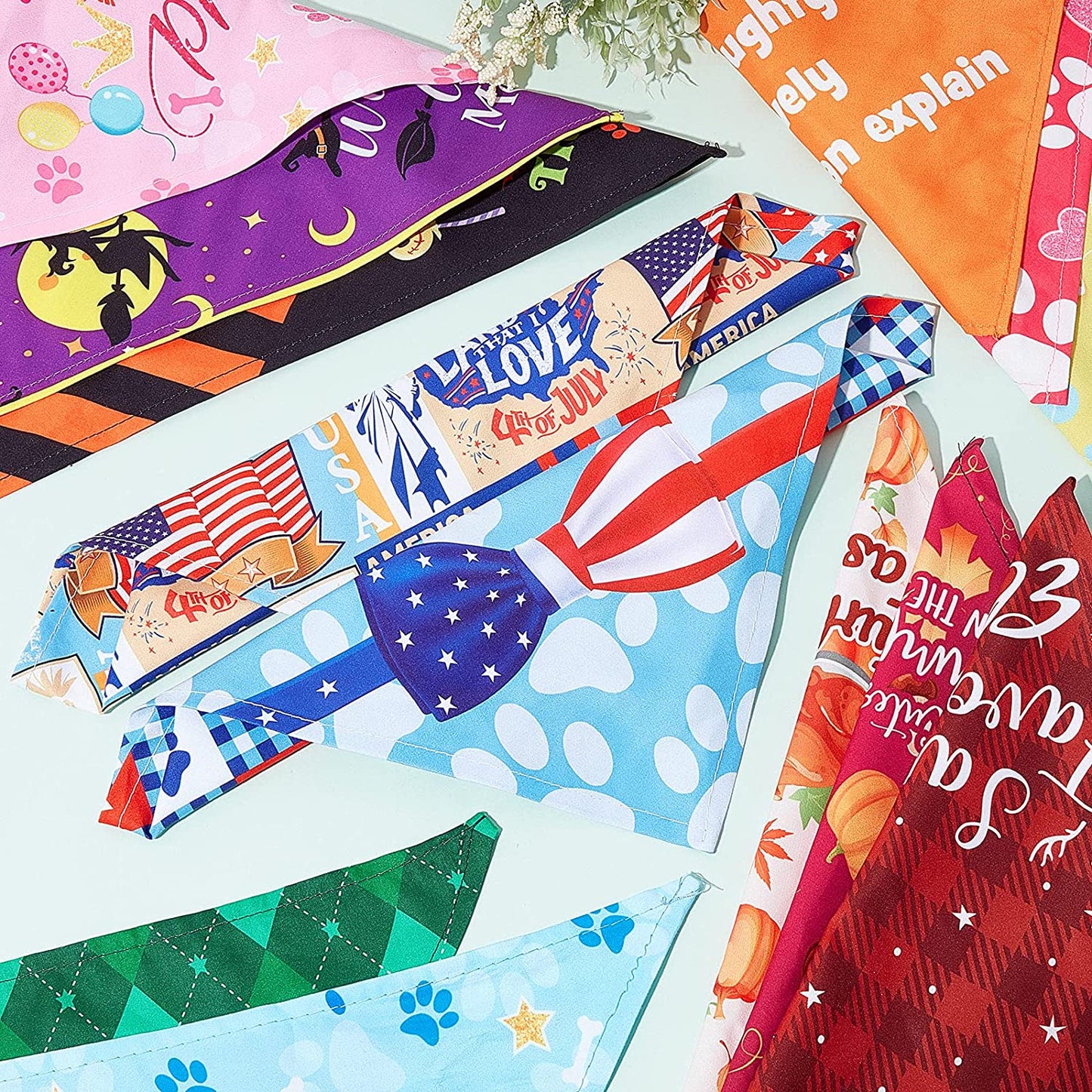 16 Pieces Holiday Dog Bandanas Easter Day Dog Bandanas Patriotic Pets Bibs Triangle Dog Scarf Dog Birthday Daily Floral Bandanas Xmas Plaid for Pet Festival Costume Supply Animals & Pet Supplies > Pet Supplies > Dog Supplies > Dog Apparel Weewooday   