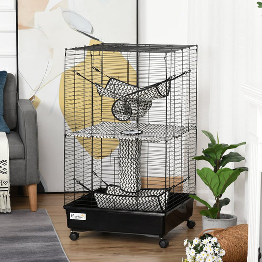 Andoer Small Animal Cage Habitat for Ferret with Wheels Hammocks Tunnels and 3 Doors - Black Animals & Pet Supplies > Pet Supplies > Small Animal Supplies > Small Animal Habitats & Cages Andoer   