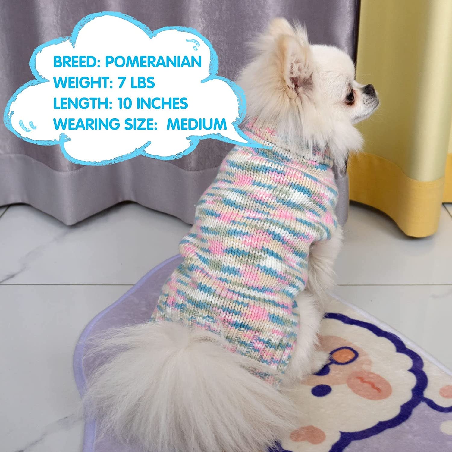 KYEESE Dog Sweater Thermal Turtleneck Dog Knitwear for Small Dogs with Leash Hole Dog Apparel from KYEESE, Blue,L Animals & Pet Supplies > Pet Supplies > Dog Supplies > Dog Apparel kyeese   