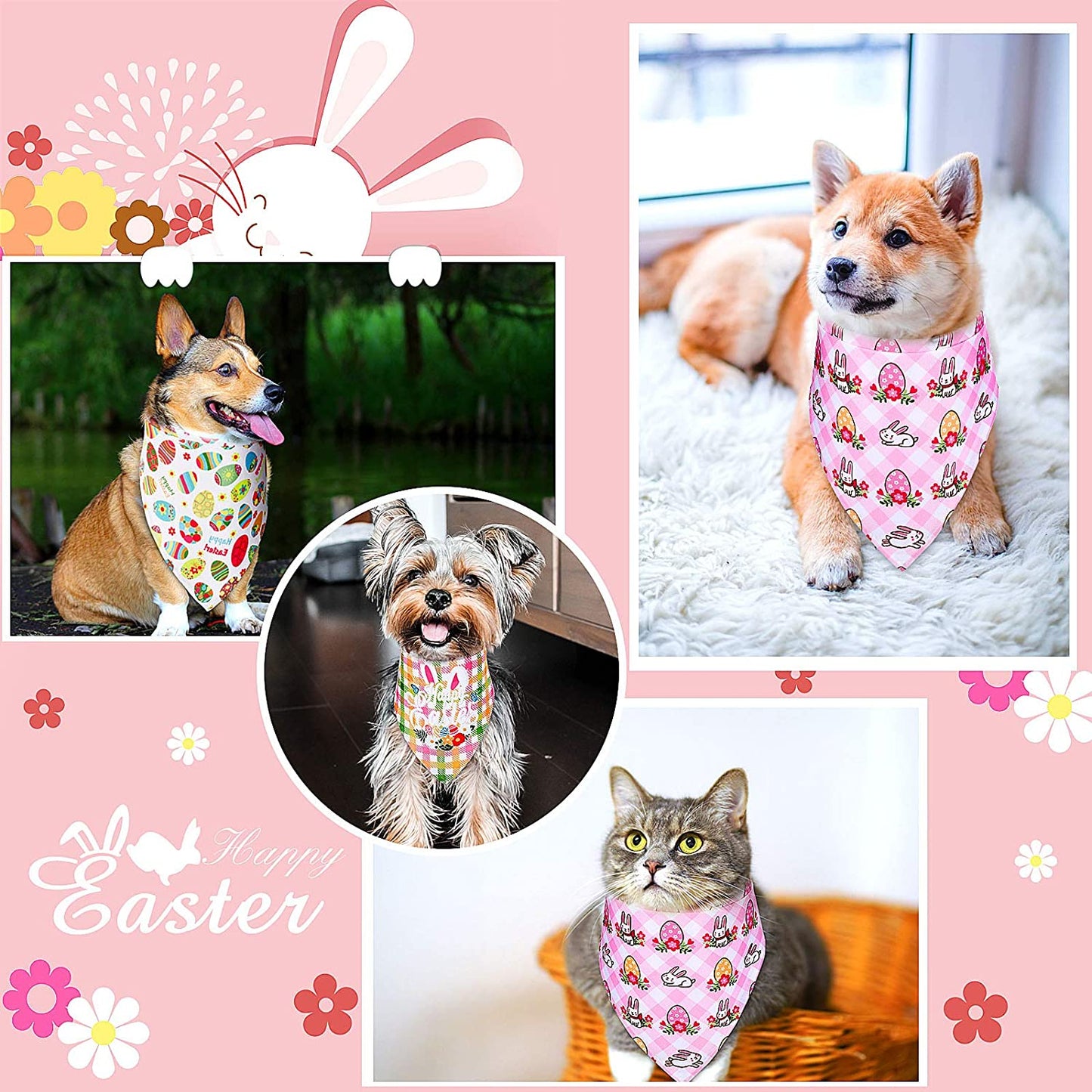 Weewooday 6 Pieces St. Patrick’S Day and Easter Dog Bandana Triangle Bibs Cat Pet Scarf Pet Costume Accessories for Small Medium Dogs and Cat Animals & Pet Supplies > Pet Supplies > Dog Supplies > Dog Apparel Weewooday   