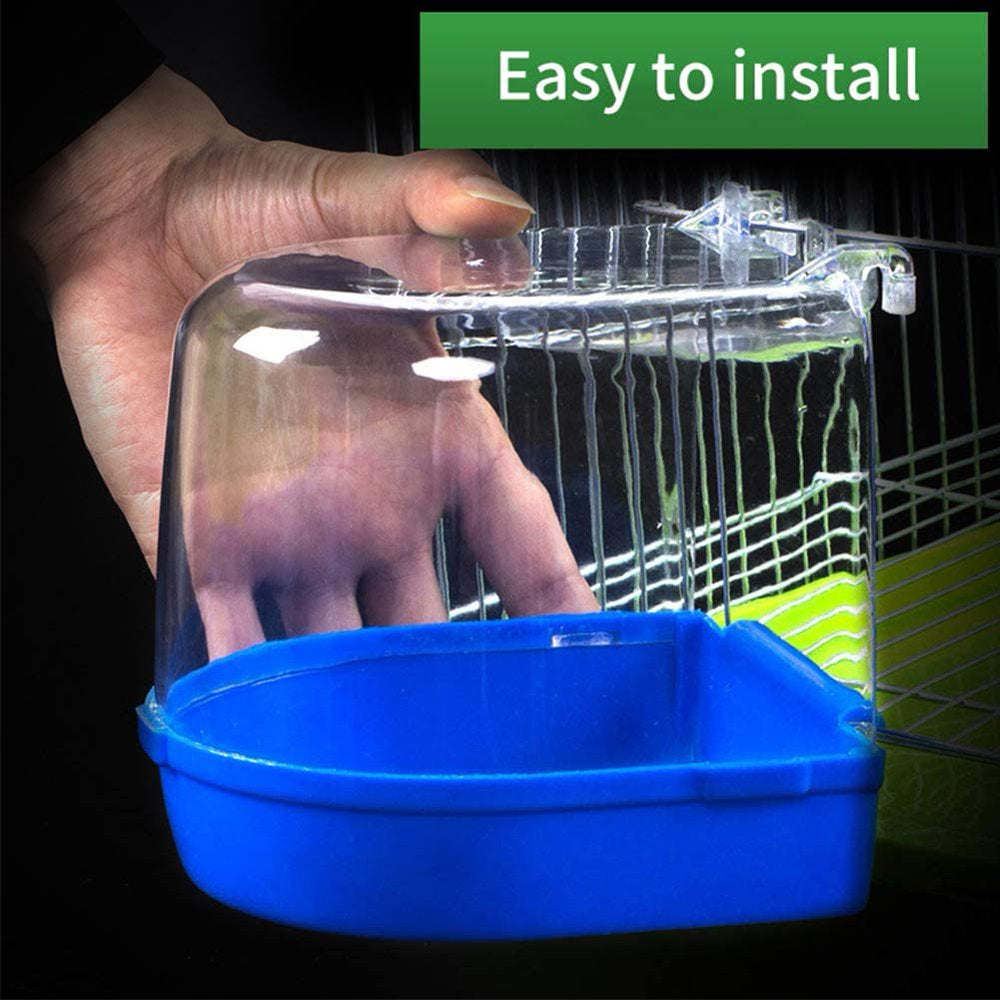 Pet Bird Cage Bath, Parrot Bath Box Accessory Supplies Hanging Bathing Tub for Small Pet Birds Canary Budgies Cockatiel Lovebird Animals & Pet Supplies > Pet Supplies > Bird Supplies > Bird Cage Accessories Manunclaims   