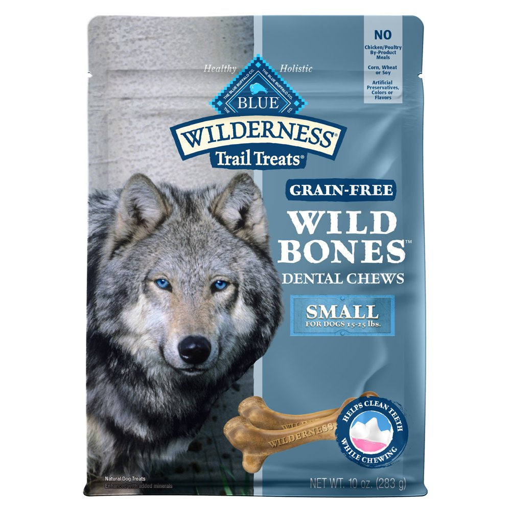 Blue Buffalo Wilderness Wild Bones Small Dental Treats for Adult Dogs, Grain-Free, 10 Oz. Bag Animals & Pet Supplies > Pet Supplies > Dog Supplies > Dog Treats Blue Buffalo   