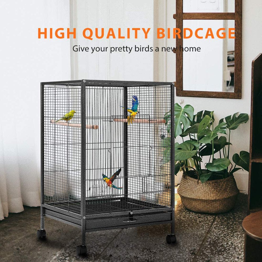 Vivohome Wrought Iron Bird Cage with Rolling Stand for Parrots, Lovebirds and Cockatiel, 30 Inch Animals & Pet Supplies > Pet Supplies > Bird Supplies > Bird Cages & Stands VIVOHOME   