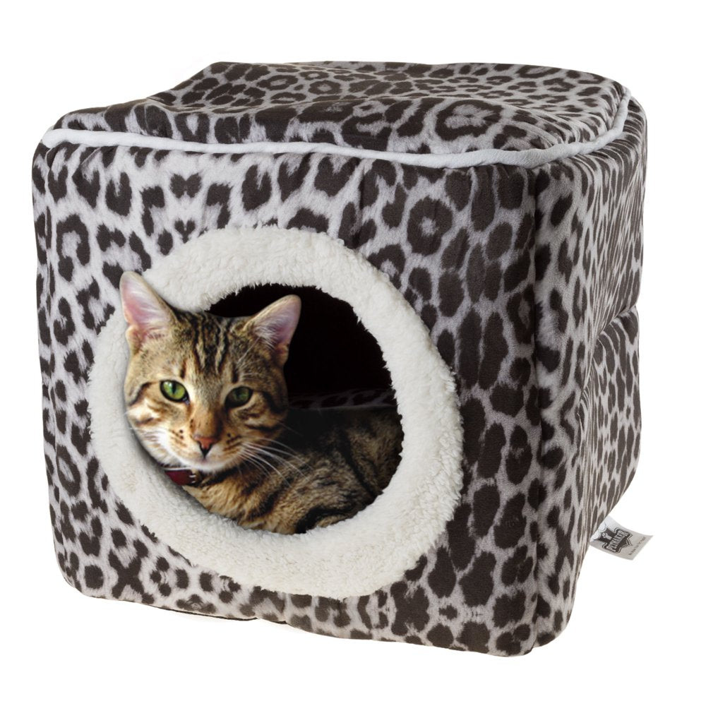 PETMAKER Covered Pet Cat Bed, Gray, Black Animal Print Animals & Pet Supplies > Pet Supplies > Cat Supplies > Cat Beds Trademark Global   