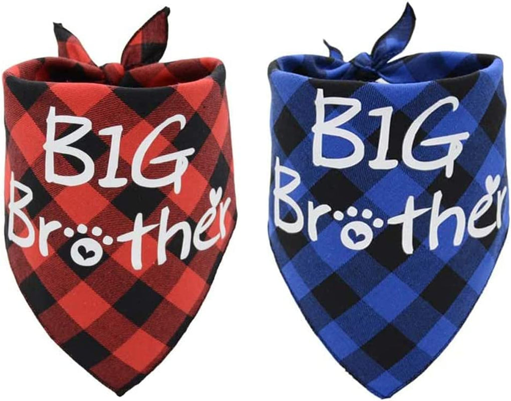 Big Brother Dog Bandanas Plaid Pregnancy Dog Bandana Reversible Triangle Bibs Pet Scarf Accessories Animals & Pet Supplies > Pet Supplies > Dog Supplies > Dog Apparel Busypaws   