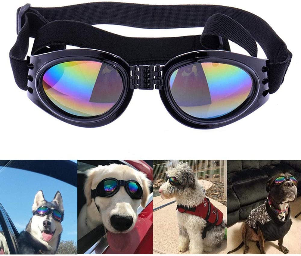 NA/ 2 Pcs Dog Goggles, Adjustable Strap Dog Goggles Eye Wear Protection for Travel Skiing, UV Protection Waterproof Sunglasses for Dog (Black, Blue) Animals & Pet Supplies > Pet Supplies > Dog Supplies > Dog Apparel PINTOU   